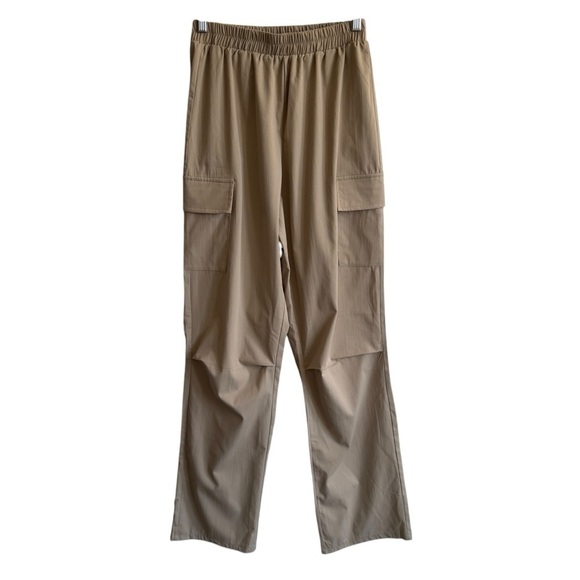 PrettyLittleThing Stone Elasticated Waist Straight Leg Cargo Pants, Size 4 - Picture 5 of 11